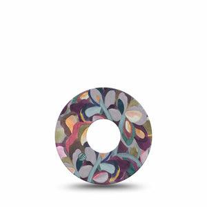 ExpressionMed Abstract Leaves Freestyle Libre 3 Tape Single Tape Gray Purple Toned Garden Painting Adhesive Tape CGM Design