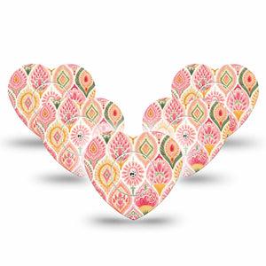 ExpressionMed Blush Freestyle Libre, Libre 2 Plus, and Abbott Lingo Heart, 5-Pack Tape and 5-Pack Sticker blush pink pattern Plaster for Continuous Glucose Monitor