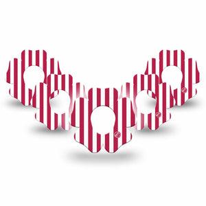 ExpressionMed Red Stripes Dexcom G7 and Dexcom Stelo Glucose Biosensor System Flower, 5-Pack Classic red stripe Vinyl Graphics for Continuous Glucose Monitor