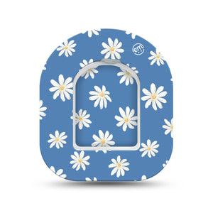 ExpressionMed Painted Daisies Omnipod Surface Center Sticker and Mini Tape Painted Artwork Themed Vinyl Sticker and Tape Design Pump Design