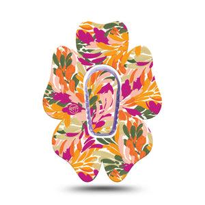 ExpressionMed Retro Brush Stroke Dexcom G6 Flower Shape Tape Single Tape and Single Sticker Feather-Like Brush Stroke Print, Adhesive Patch Continuous Glucose Monitor Design