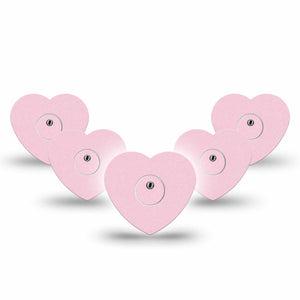 ExpressionMed Baby Pink Freestyle Libre 3 and Libre 3 Plus Heart Shape Tape, 5-Pack Tape and 5-Pack Sticker Solid Color, Patch CGM Design