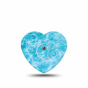 ExpressionMed Sunlit Water Freestyle Libre 3 and Libre 3 Plus Heart, Single Tape and Single Sticker Water surface pattern Patch for CGM