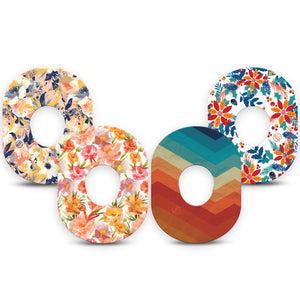 ExpressionMed Jewel Tone Glow Variety Pack Dexcom G7 Tape, Dexcom Stelo Glucose Biosensor System, 4-Pack Tape Variety Fun Florals for Winter, Overlay Tape CGM Design