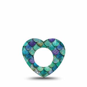 ExpressionMed Mermaid Scales Freestyle Libre, Libre 2 Plus, and Abbott Lingo Heart, Single Tape iridescent scale design Overlay Tape for CGM