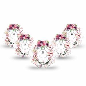 ExpressionMed Just Breathe Freestyle Libre 3 and Libre 3 Plus Flower Shape Tape 5-Pack Tape and 5-Pack Sticker Refreshing Air, Plaster CGM Design