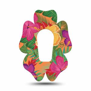 ExpressionMed Bright Hibiscus Dexcom G6 Flower Shape Tape Single Tape Elegant Blossom Adhesive Patch Continuous Glucose Monitor Design