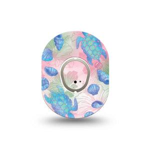ExpressionMed Turtley One-derful Dexcom G7 and Dexcom Stelo Glucose Biosensor System Mini, Single Tape and Single Sticker Hibiscus florals Waterproof Sensor Cover for CGM