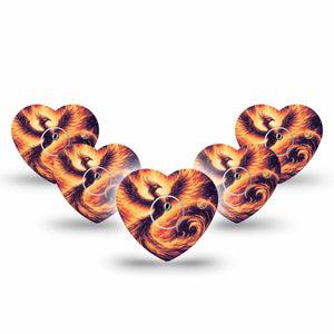 ExpressionMed Rising Phoenix Freestyle Libre 3 and Libre 3 Plus Heart Shape Tape, 5-Pack Tape and 5-Pack Sticker Fire Rising Phoenix Perseverance, Patch CGM Design