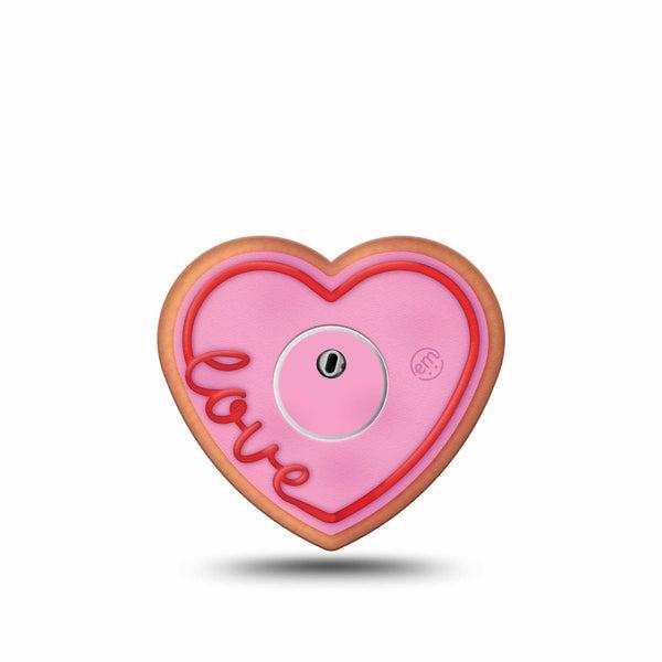ExpressionMed Love Cookie Freestyle Libre 3 Heart Shape Tape Single Tape and Single Sticker Love Frosted Cookie, Patch CGM Design
