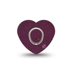 ExpressionMed Wine Red Dexcom G7 Heart Shape Tape, Dexcom Stelo Glucose Biosensor System, Single Tape and Single Sticker Color Sample Inspired, Overlay Patch CGM Design