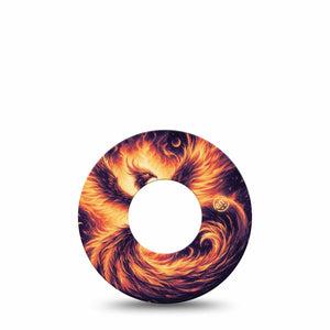 ExpressionMed Rising Phoenix Freestyle Libre and Libre 2 Plus Tape, Abbott Lingo, Single Tape Phoenix Symbolism, Fixing Ring Tape Continuous Glucose Monitor Design