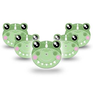 ExpressionMed Green Dinosaur Freestyle Libre 2 Cute Shape Tape, Abbott Lingo, 5-Pack Tape and 5-Pack Sticker  Animal Head Shape Inspired Plaster Continuous Glucose Monitor Design