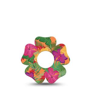 ExpressionMed Bright Hibiscus Infusion Set Flower Shape Tape 5-Pack Tape Lush Flower Plaster Continuous Glucose Monitor Design