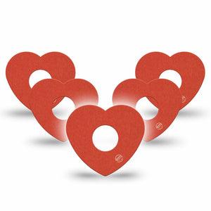 ExpressionMed Cherry Red Freestyle Libre 3 and Libre 3 Plus Heart Shape Tape, 5-Pack Tape Basic Color, Patch CGM Design
