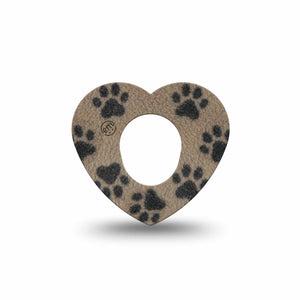 ExpressionMed Fuzzy Pawprints Dexcom G7 and Dexcom Stelo Glucose Biosensor System Heart, Single Tape Woolly paws Decorative Patch for CGM