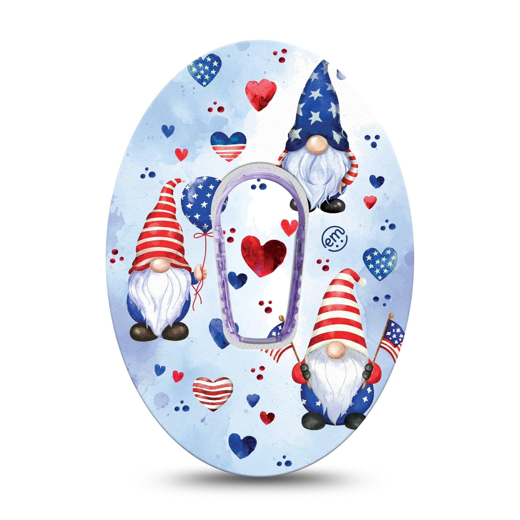 ExpressionMed Summer Gnomies Dexcom G6 Tape Single Tape and Single Sticker Variety Red Blue White Flowers Plaster CGM Design