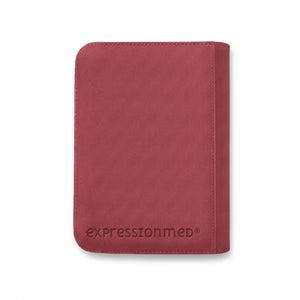 A clean view of the back of the rich burgundy wine-toned organizer, featuring the “expressionmed” logo at the bottom.