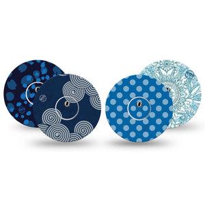 ExpressionMed Barbie Splash Variety Pack Freestyle Libre 3 and Libre 3 Plus Sticker and Tape  Blue Spirals and Circles, Vinyl Sticker and Tape Pairing CGM Design