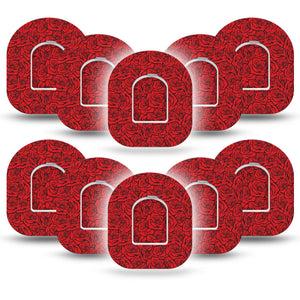 ExpressionMed Roses Omnipod, 10-Pack Tape + 10-Pack Sticker Red roses Overlay Patch For Insulin Pump
