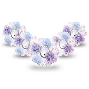 ExpressionMed Wisteria Fade Dexcom G7 and Dexcom Stelo Glucose Biosensor System Flower, 5-Pack Tape and 5-Pack Sticker Lavender flowers Adhesive Patch for Continuous Glucose Monitor