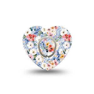 ExpressionMed Petal Breeze Dexcom G7 and Dexcom Stelo Glucose Biosensor System Heart, Single Tape and Single Sticker Tiny florals Best Covers for CGM