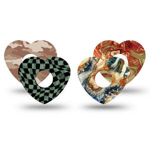 ExpressionMed Canyon Marbles Freestyle Libre 3 Heart Shape Tape 4-Pack Fashionable Mens Boys Theme Patch CGM Design