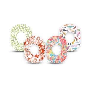 ExpressionMed Heatwave Variety Pack Dexcom G7 Mini Tape, Dexcom Stelo Glucose Biosensor System, 4-Pack Tape Variety Pale Spring Prints, Patch Continuous Glucose Monitor Design