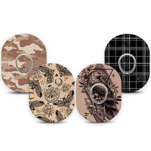 ExpressionMed Black and Tan Variety Pack Variety Pack Dexcom G7 Sticker and Tape, Dexcom Stelo Glucose Biosensor System,  Beige and Black Toned Prints, Vinyl Sticker and Tape Pairing Continuous Glucose Monitor Design