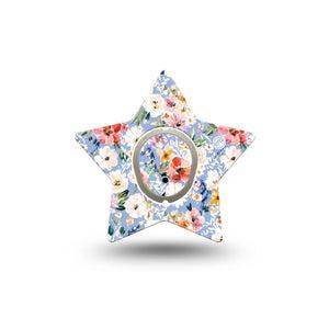 ExpressionMed Petal Breeze Dexcom G7 and Dexcom Stelo Glucose Biosensor System Star, Single Tape and Single Sticker Fresh florals Adhesive Patch for CGM