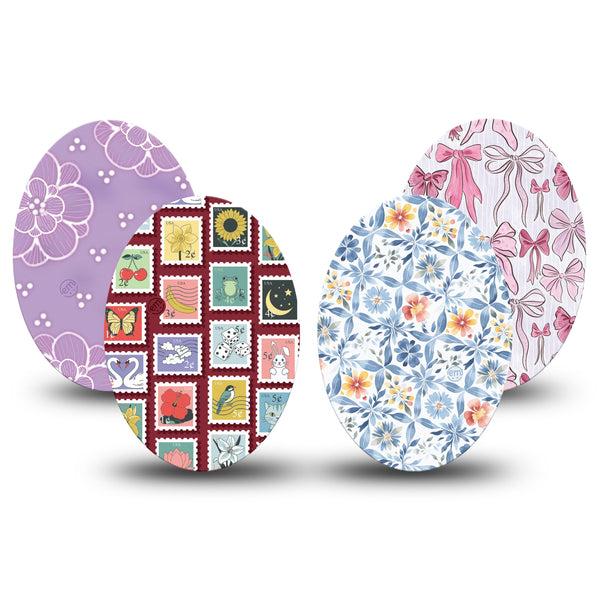 ExpressionMed Darling Details Medtronic Guardian Enlite Universal Oval, 4-Pack Tape Pastel florals Best Covers for CGM