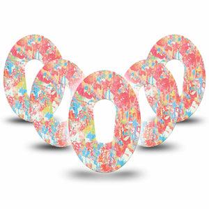 ExpressionMed Faded Summer Dexcom G6 Tape 5-Pack Tape Pale Coral Graphic Print, Plaster Continuous Glucose Monitor Design