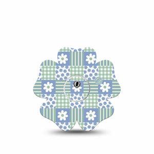 ExpressionMed Patchwork Flowers Freestyle Libre 3 and Libre 3 Plus Flower, Single Tape and Single Sticker Daisies and plaid Adhesive Tape for CGM