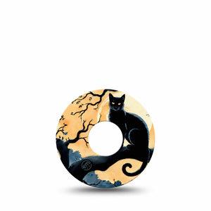 ExpressionMed Spooky Black Cat Freestyle Libre 3 and Libre 3 Plus Tape, Single Tape Autumn Scenery Black Cat, Adhesive Tape Continuous Glucose Monitor Design