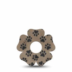 ExpressionMed Fuzzy Pawprints Freestyle Libre 3 and Libre 3 Plus Flower, Single Tape Fuzzy black paws Decorative Adhesive Tape for CGM