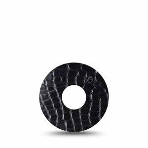 ExpressionMed Black Aligator Skin Freestyle Libre 3 and Libre 3 Plus Tape Single Tape Black Gator Print, Adhesive Tape Continuous Glucose Monitor Design