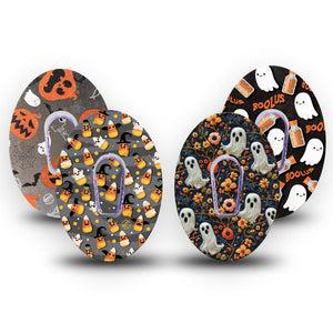 ExpressionMed Ghostly Giggles Variety Pack Dexcom G6 Tape, 4-Pack Tape and 4-Pack Sticker Variety, Kid Halloween Prints, Plaster Continuous Glucose Monitor Design