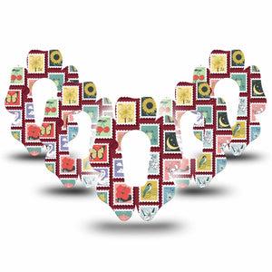 ExpressionMed Postage Stamp Dexcom G6 Flower, 5-Pack Postal stamps inspired Plaster for Continuous Glucose Monitor
