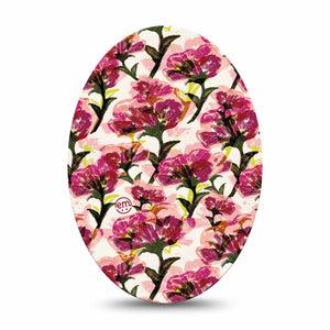 ExpressionMed Maroon Flowers Medtronic Guardian Enlite Universal Oval, Single Tape Delicate Burgundy Petals, Plaster CGM Design