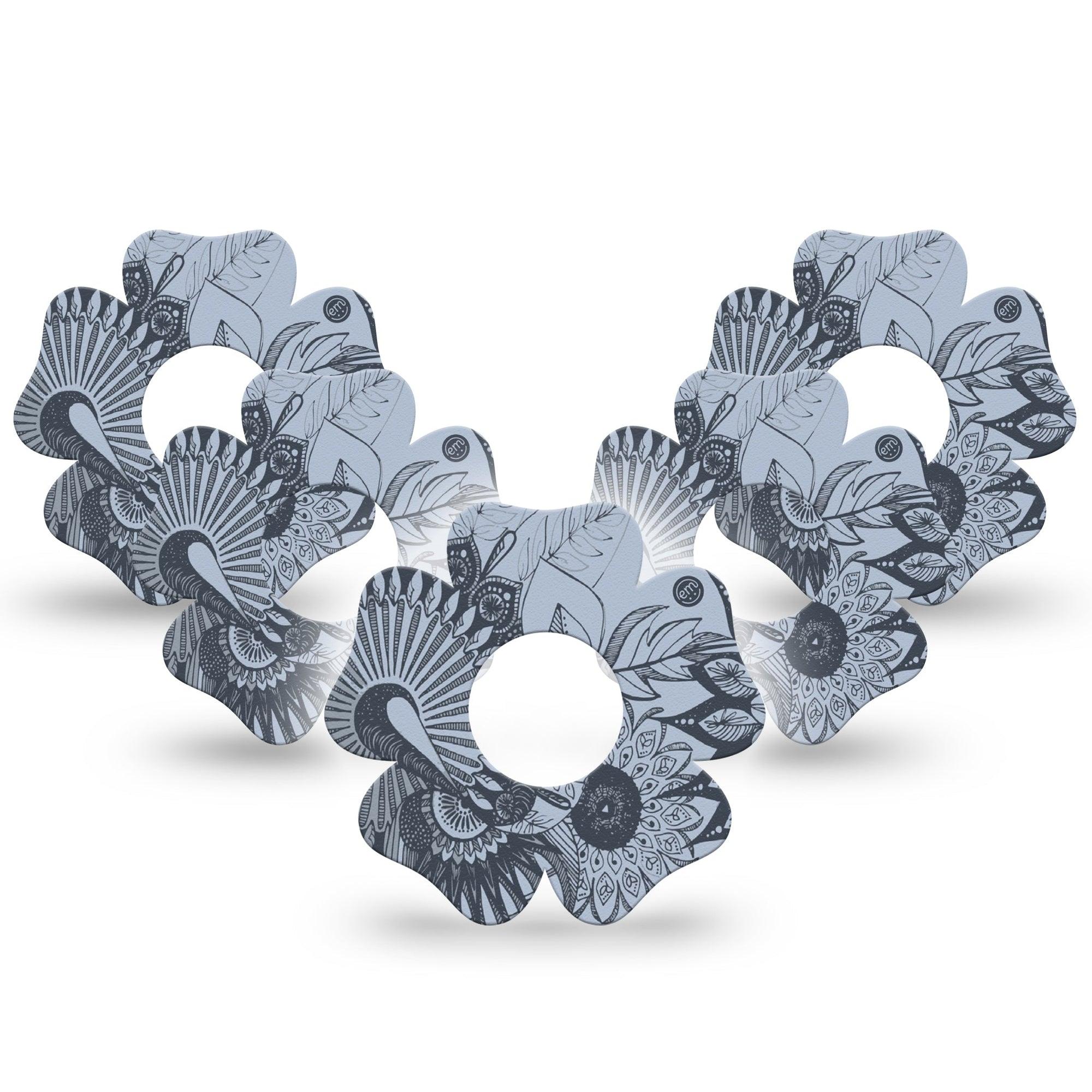 ExpressionMed Dani Infusion Set Flower Shape Tape 10-Pack Tape Botanical Art Plaster Continuous Glucose Monitor Design