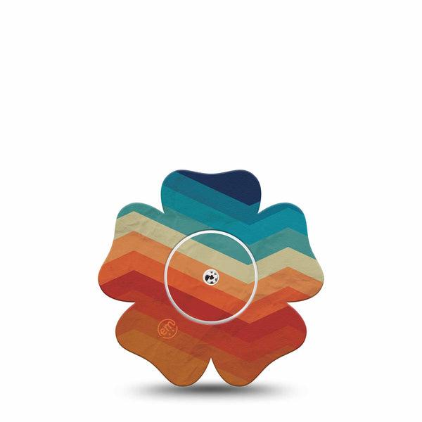 ExpressionMed Retro Winter Coat Freestyle Libre 2 and Libre 2 Plus Flower Shape Tape, Abbott Lingo, Single Tape and Single Sticker Color Block Style, Plaster CGM Design