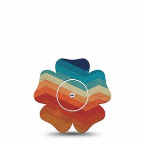 ExpressionMed Retro Winter Coat Freestyle Libre 2 and Libre 2 Plus Flower Shape Tape, Abbott Lingo, Single Tape and Single Sticker Color Block Style, Plaster CGM Design