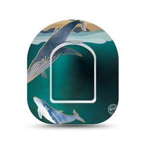 ExpressionMed Whales Omnipod Surface Center Sticker and Mini Tape Underwater Whales Vinyl Sticker and Tape Design Pump Design