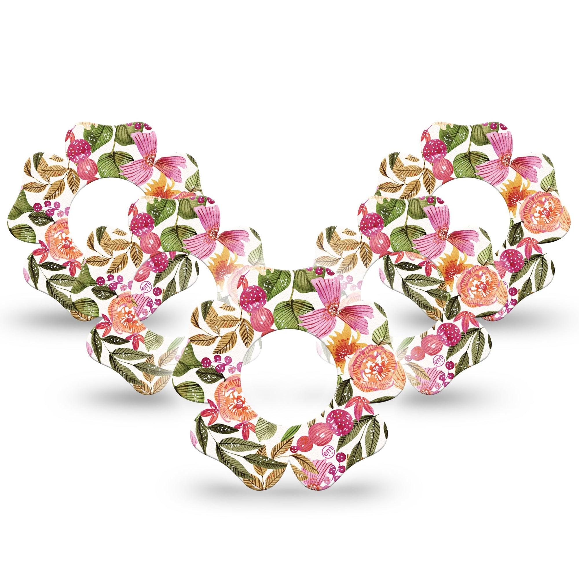 ExpressionMed Spring Bouquet Freestyle Libre 2 Flower Shape Tape, Abbott Lingo,  5-Pack Vibrant Blooms Fixing Ring Tape CGM Design