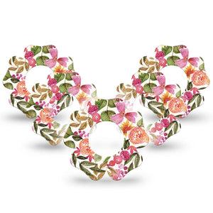 ExpressionMed Spring Bouquet Freestyle Libre 2 Flower Shape Tape, Abbott Lingo,  5-Pack Vibrant Blooms Fixing Ring Tape CGM Design