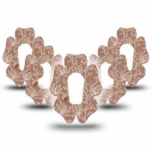 ExpressionMed Mocha Mousse Lace Dexcom G6 Flower Shape Tape, 5-Pack Tape Summer Floral Mocha, Adhesive Patch Continuous Glucose Monitor Design