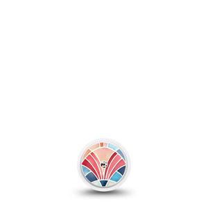 ExpressionMed Watercolor Fan Freestyle Libre, Libre 2 Plus, and Abbott Lingo Sticker, Single Sticker Soft blue red tone fan pattern Decorative Patch for Continuous Glucose Monitor