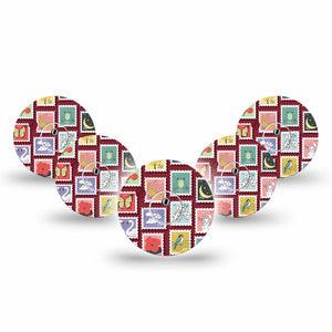 ExpressionMed Postage Stamp Freestyle Libre 3 and Libre 3 Plus, 5-Pack Tape and 5-Pack Sticker Cute icon postage stamps Sensor Cover for CGM