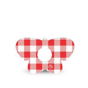 ExpressionMed Red Gingham Freestyle Libre 3 and Libre 3 Plus Butterfly, Single Tape Red plaid Waterproof Adhesive Tape for CGM