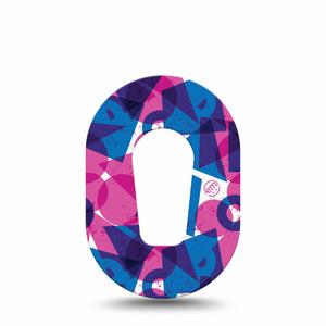 ExpressionMed Violet Vortex Dexcom G6 Mini Tape Single Tape Geometric Pink And Blue Combo, Adhesive Tape CGM Design